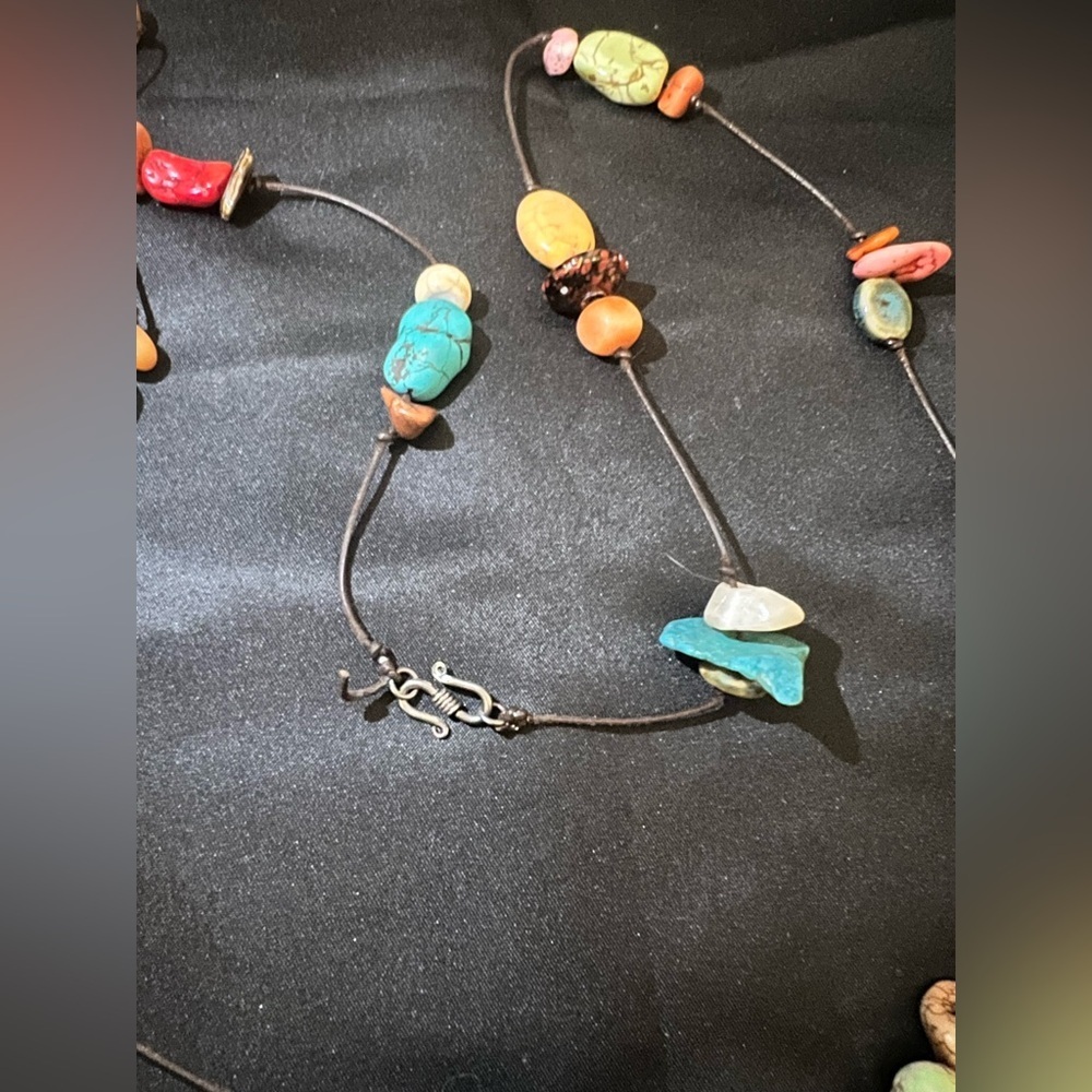 Vintage Native American Multi-Stone Necklace 44” long - Picture 5 of 7